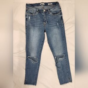 Kensie Blue Skinny Jeans with Natural Distressing